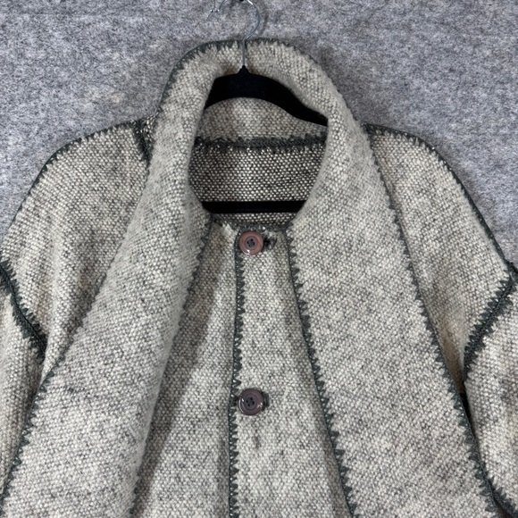 Kety Psara Gray Wool Knit Coat Reversible Handmade Greece Artisan Jacket Boho S - Picture 3 of 15